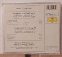 Brahms: Symphonies Nos. 3 & 4 by Berlin Philharmonic Orchestra/Herbert Von Karajan (CD, 1991)