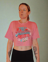 Woman's Top Primark Mid-drift UK10 Pink "Don't Wait For Happiness" Short Sleeve