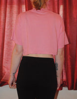 Woman's Top Primark Mid-drift UK10 Pink "Don't Wait For Happiness" Short Sleeve
