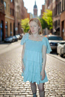 Woman’s Summer Dress Primark Sky Blue 12 Solid Pattern