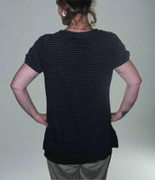 Woman’s Top V-neck Evie Medium Dark Purple 18UK Striped Pattern