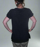 Woman’s Top V-neck Evie Medium Dark Purple 18UK Striped Pattern