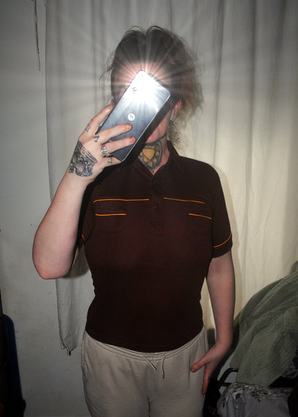 Unisex T-shirt Planet Brown/Orange 34in Striped Pattern
