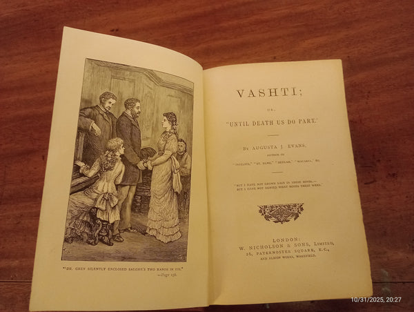 Vashti or "Until Death Us Do Part" by Augusta J. Evans HB No DJ Vintage