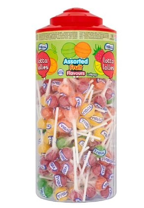 Vidal Lotta Lollies 150 Assorted Fruit Flavours Lollipops